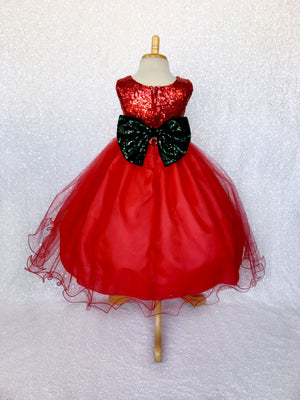 Sleeveless Red Mini Sequin 2 Layer Tulle Fishing Line Dress Hunter Green Bow