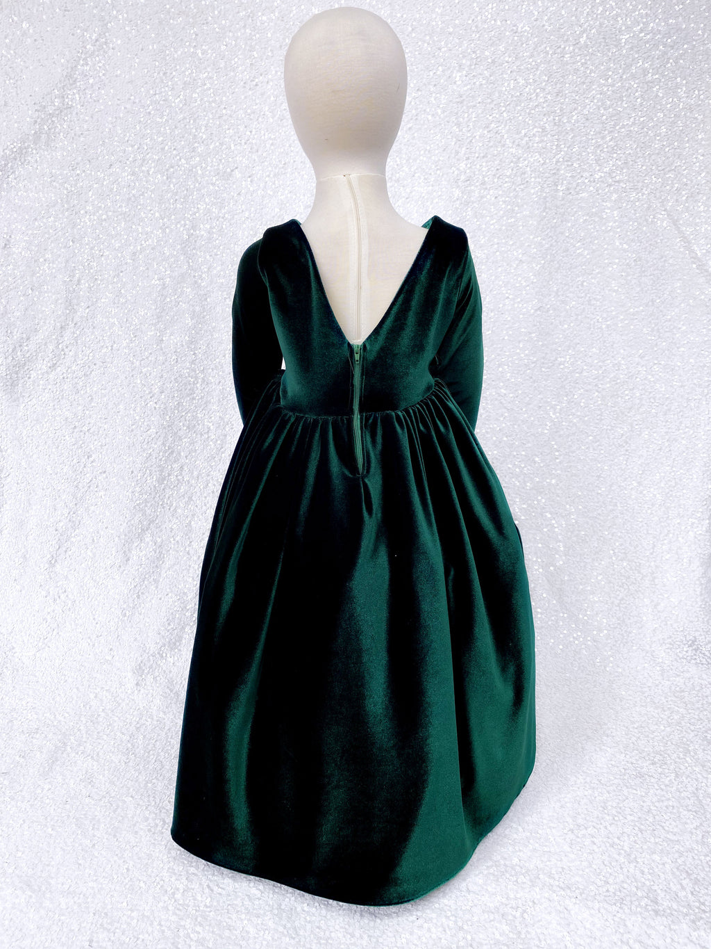 Long Sleeve Hunter Green Stretch Velvet Dress