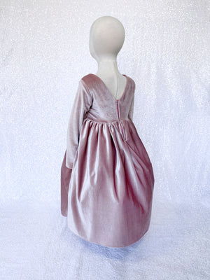 Long Sleeve Velvet Stretchy V-Back Blush Pink Dress