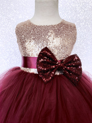 Sleeveless Blush Mini Sequin Rose Gold Burgundy 2 Layer Tulle Dress