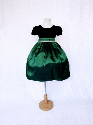 Gold Taffeta Velvet Black Short Sleeve Dress