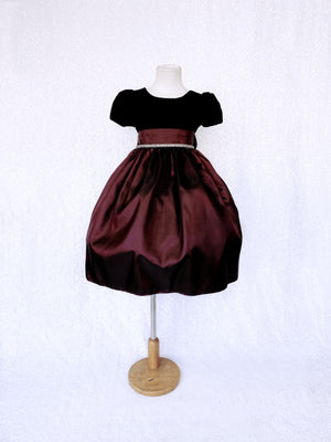 Gold Taffeta Velvet Black Short Sleeve Dress