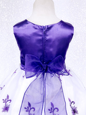Andy Brokee Embroidery Flower Purple Satin Sleeveless Gown
