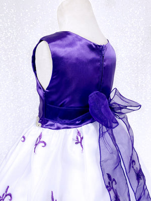 Andy Brokee Embroidery Flower Purple Satin Sleeveless Gown