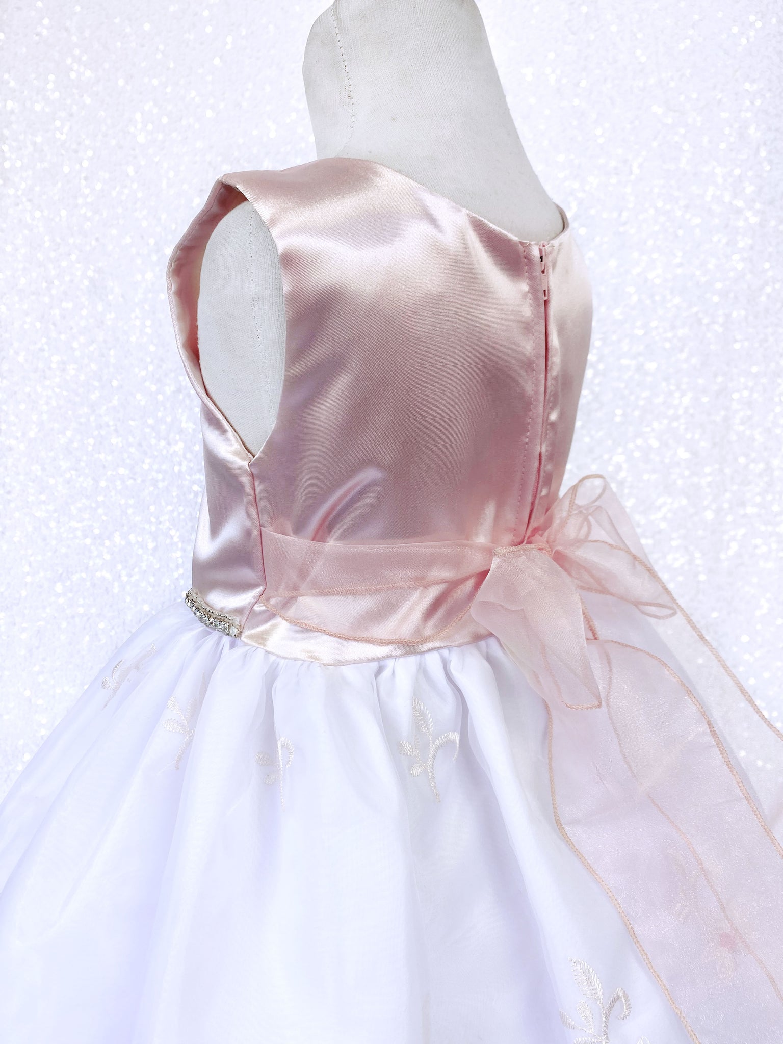 Andy Brokee Floral Embroidery Pink Blush Rhinestone Gown