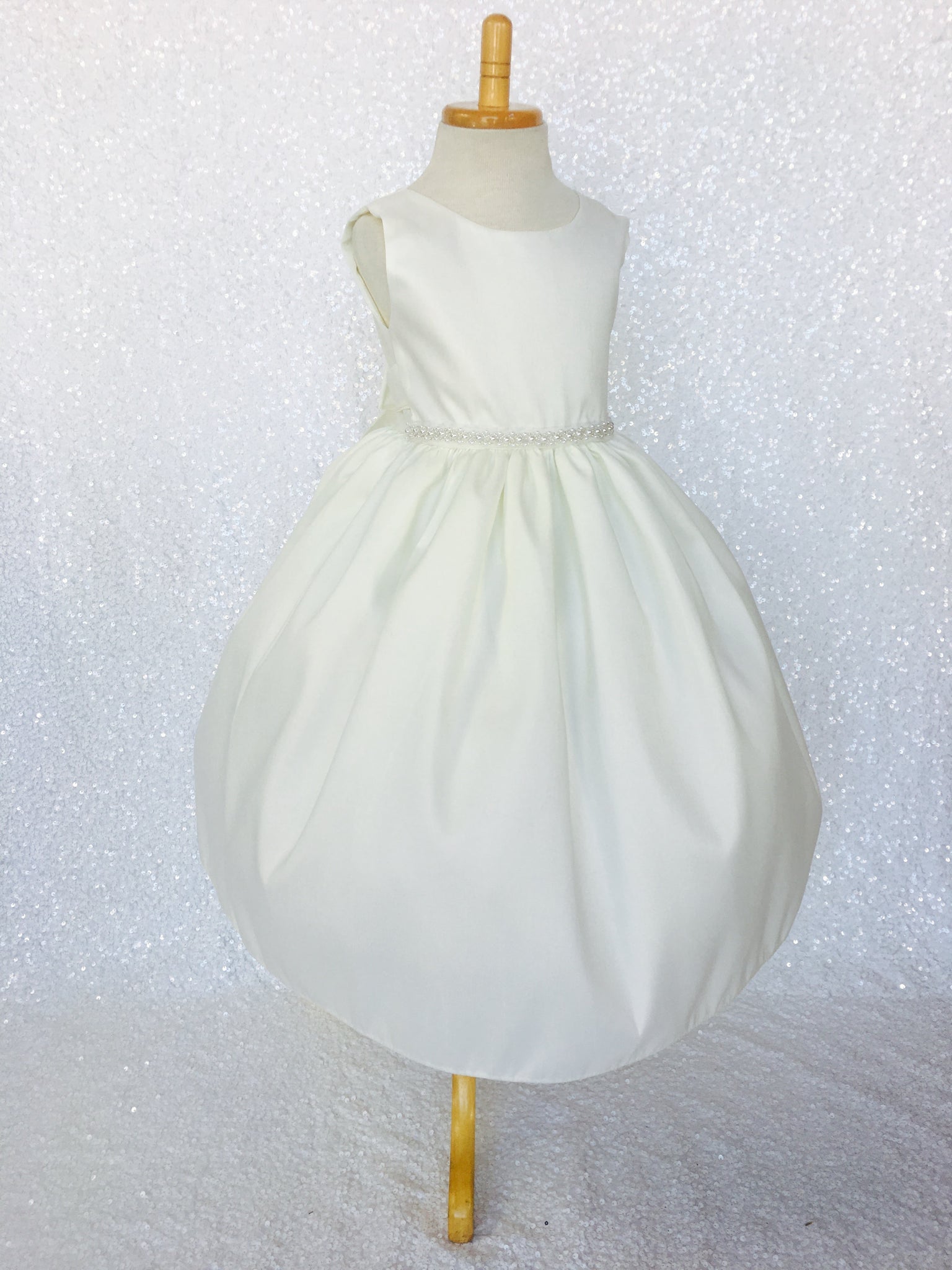 Ivory Vintage Shantung Pearl Off White Dress