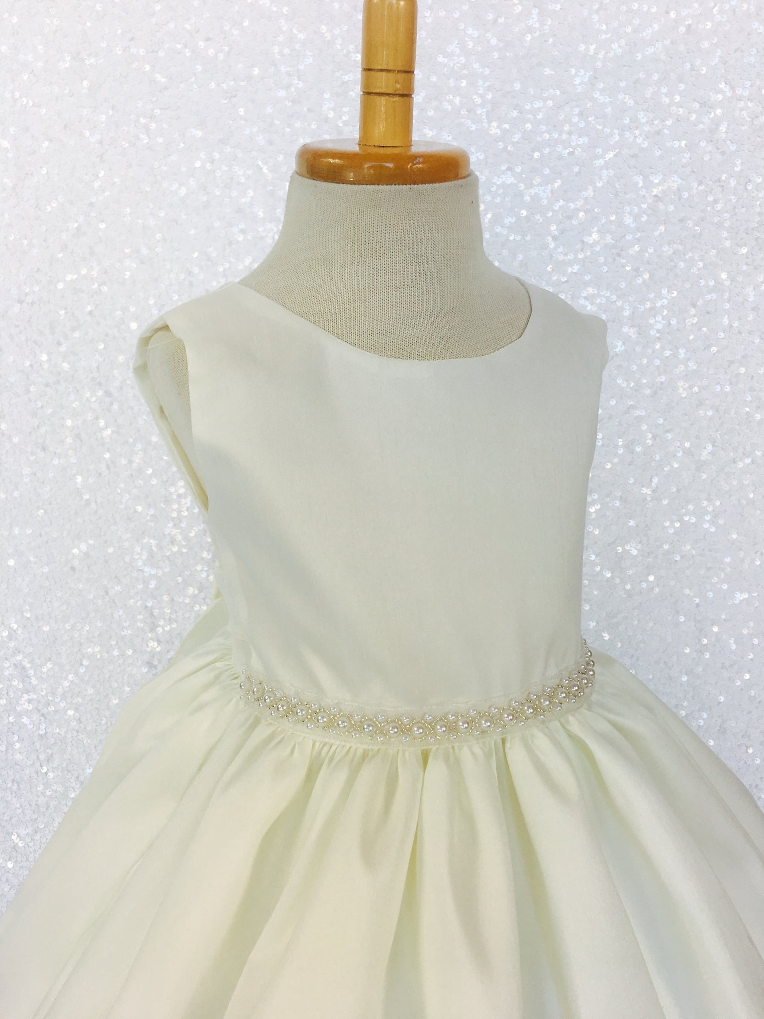 Ivory Vintage Shantung Pearl Off White Dress