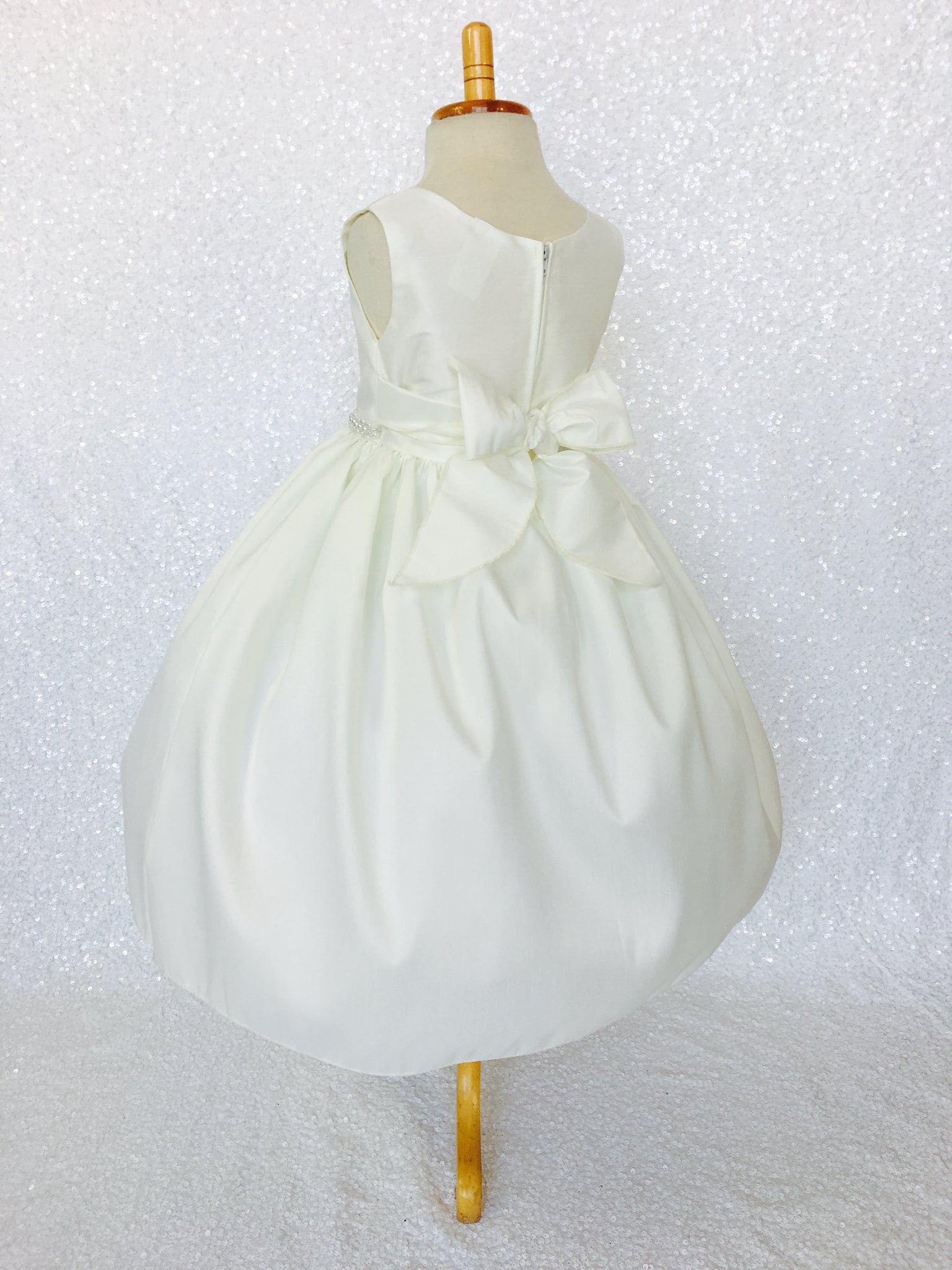 Ivory Vintage Shantung Pearl Off White Dress