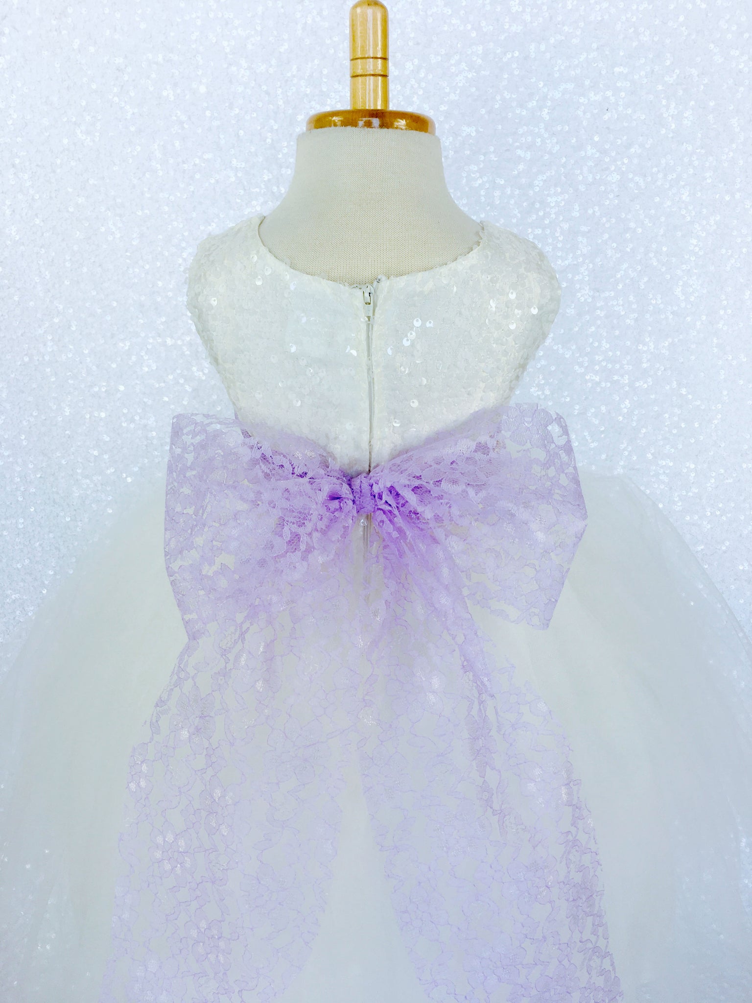 Ivory Big Sequin 2 Layer Tulle Royal Blue Lace Sash