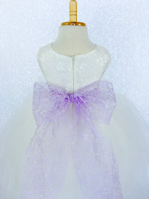 Ivory Big Sequin 2 Layer Tulle Royal Blue Lace Sash