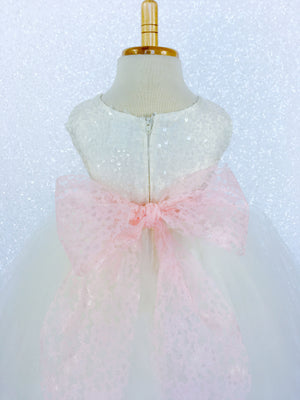 Ivory Big Sequin 2 Layer Tulle Royal Blue Lace Sash