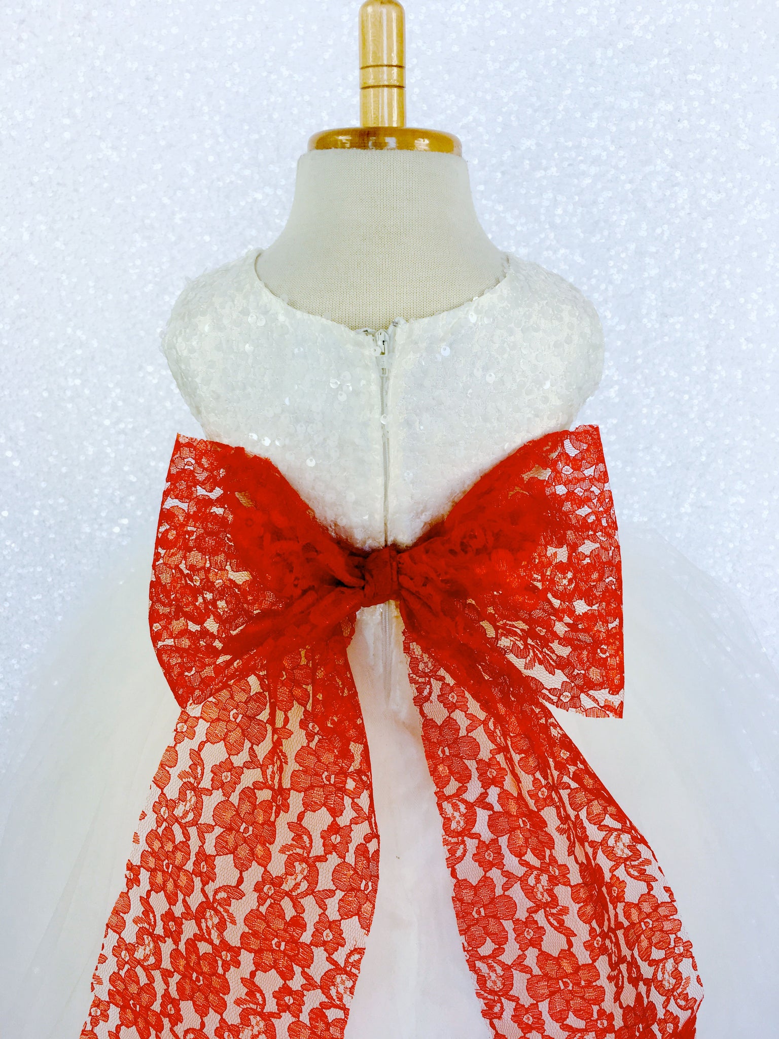 Ivory Big Sequin 2 Layer Tulle Royal Blue Lace Sash
