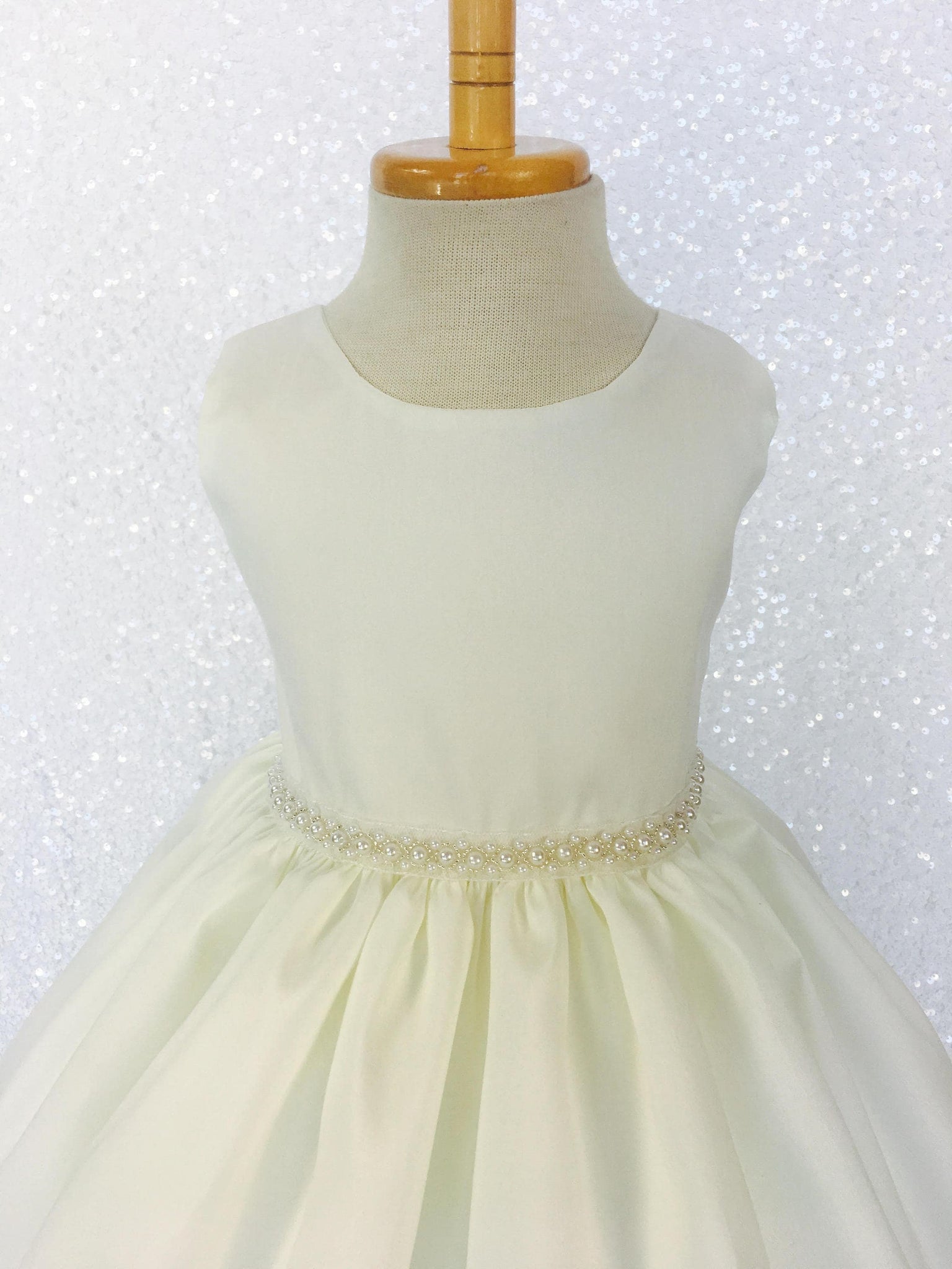 Ivory Vintage Shantung Pearl Off White Dress