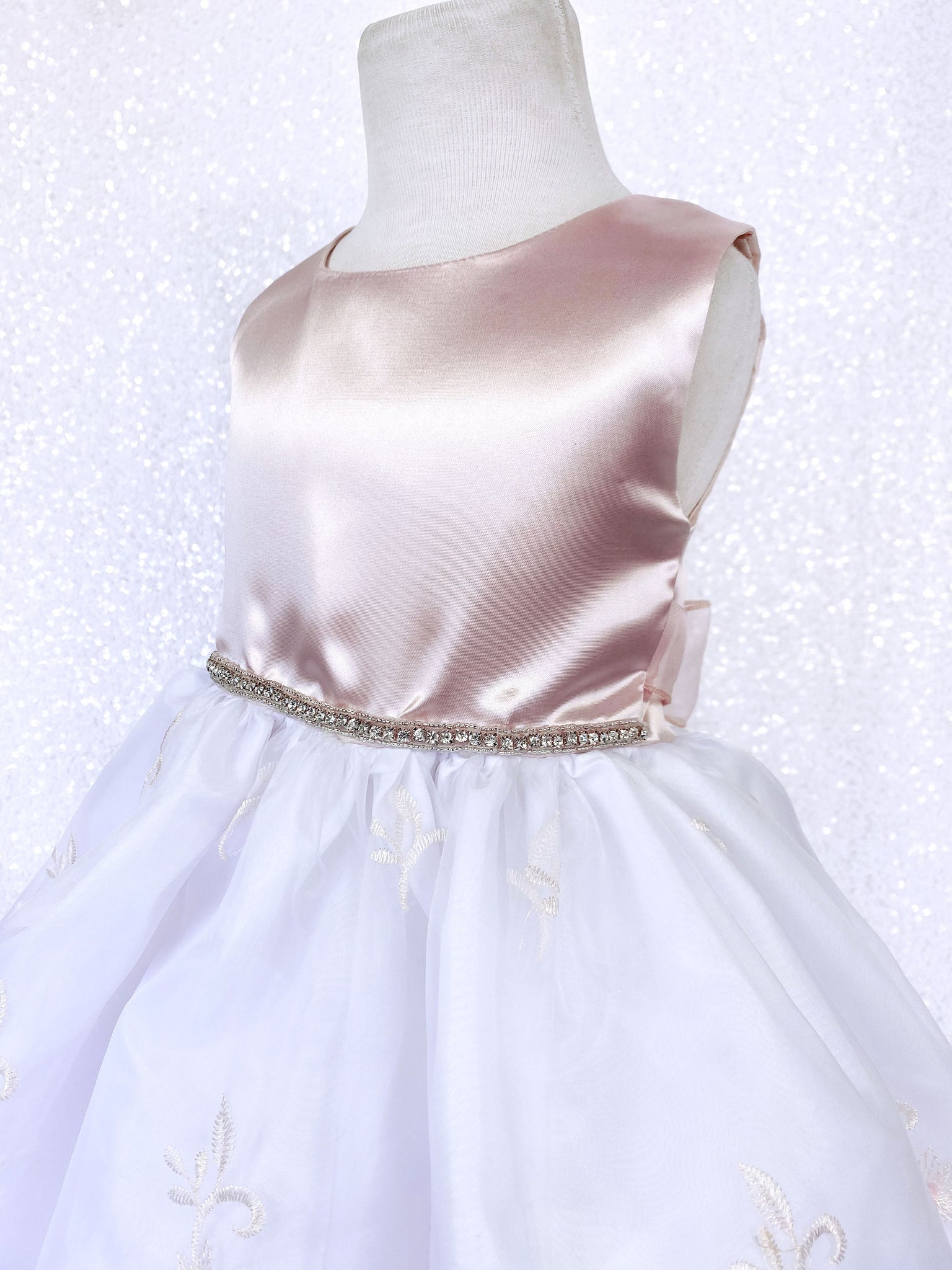 Andy Brokee Floral Embroidery Pink Blush Rhinestone Gown