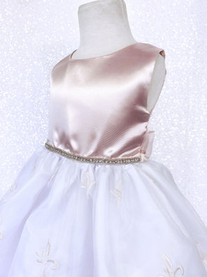 Andy Brokee Floral Embroidery Pink Blush Rhinestone Gown