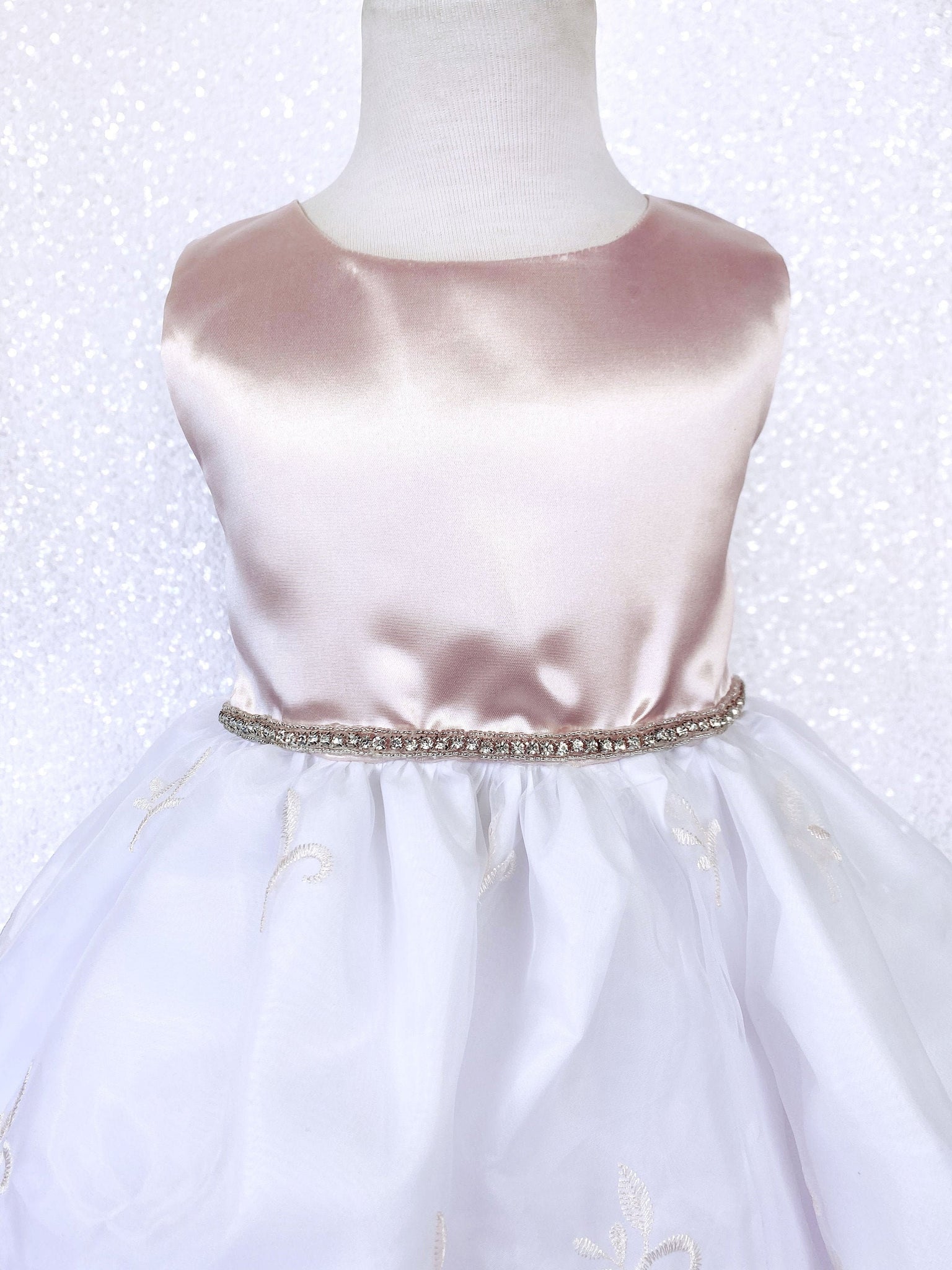 Andy Brokee Floral Embroidery Pink Blush Rhinestone Gown